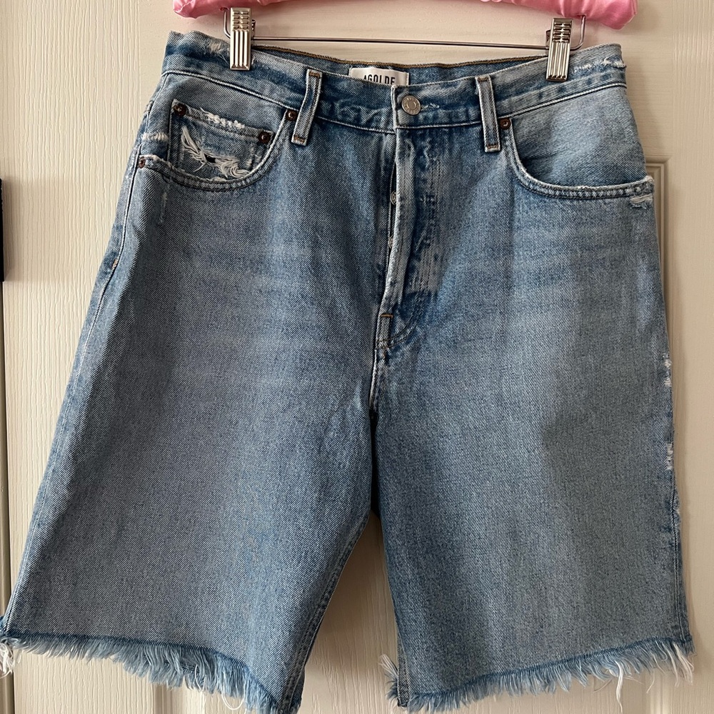 Agolde Medium Blue Distressed Jean Bermuda Shorts - Size 29